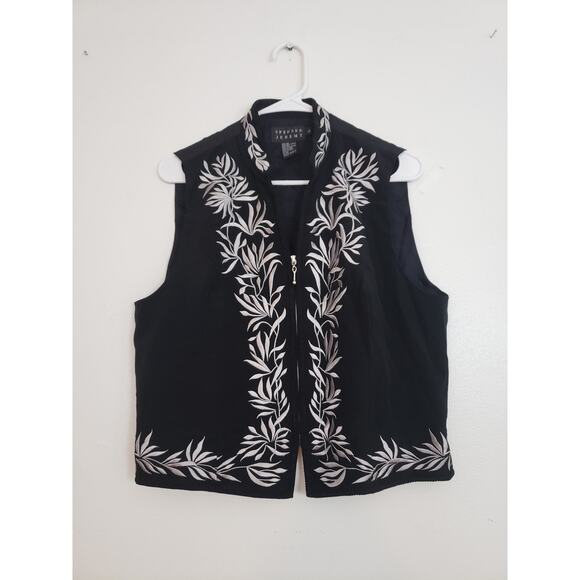 O5) Y2K Spenser Jeremy Womens Vest Size L Embroider Silk Office Siren Whimsygoth - Picture 1 of 5